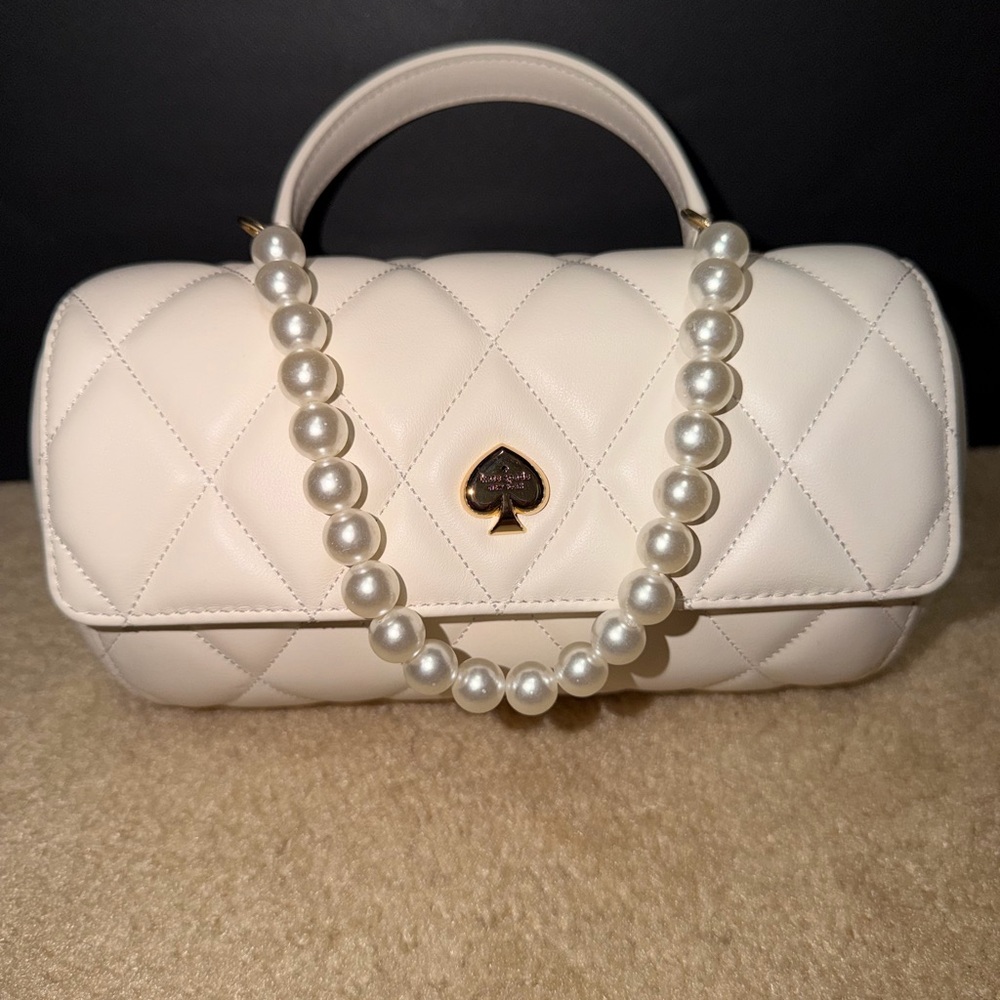 Kate Spade White Quilted Heart Handbag